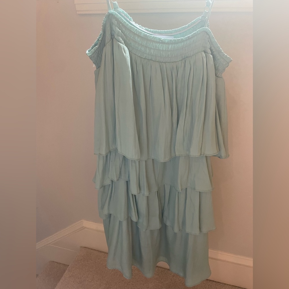Vestique ruffle dress- light blue
